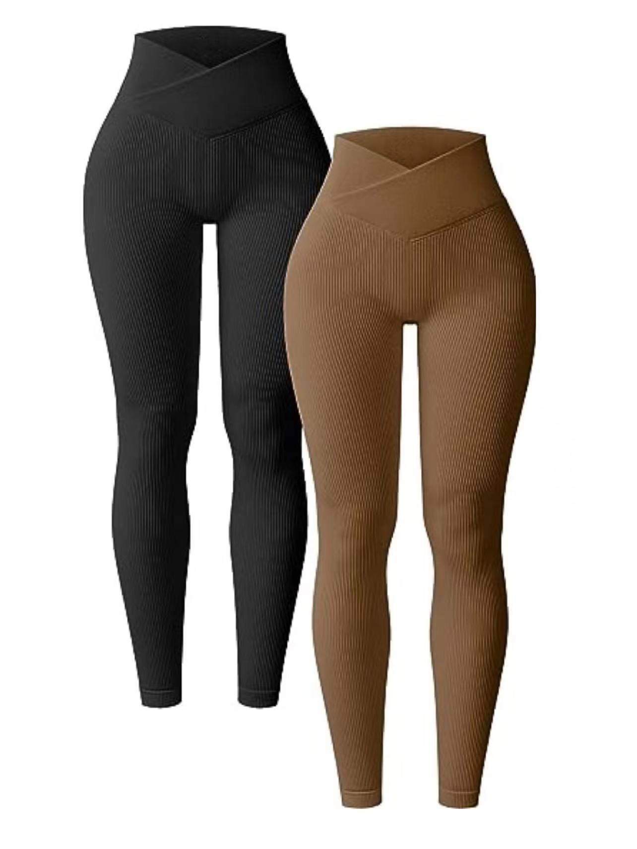 Rib High Waist Cross Sports Bottoming Casual Trousers