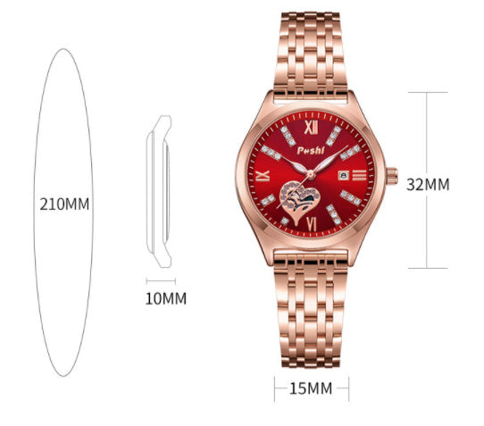 Women's Fashion Casual Waterproof Calendar Luminous Watch