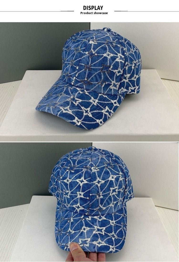 Korean Style Sequined Denim Fashion Baseball Cap