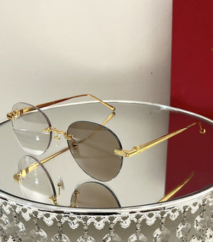 Luxury Round Frameless Retro Metal Sunglasses