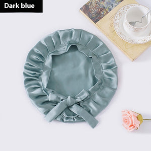 Encrypted Satin Silk Plain Satin Confinement Household Hair Care Lace-up Nightcap