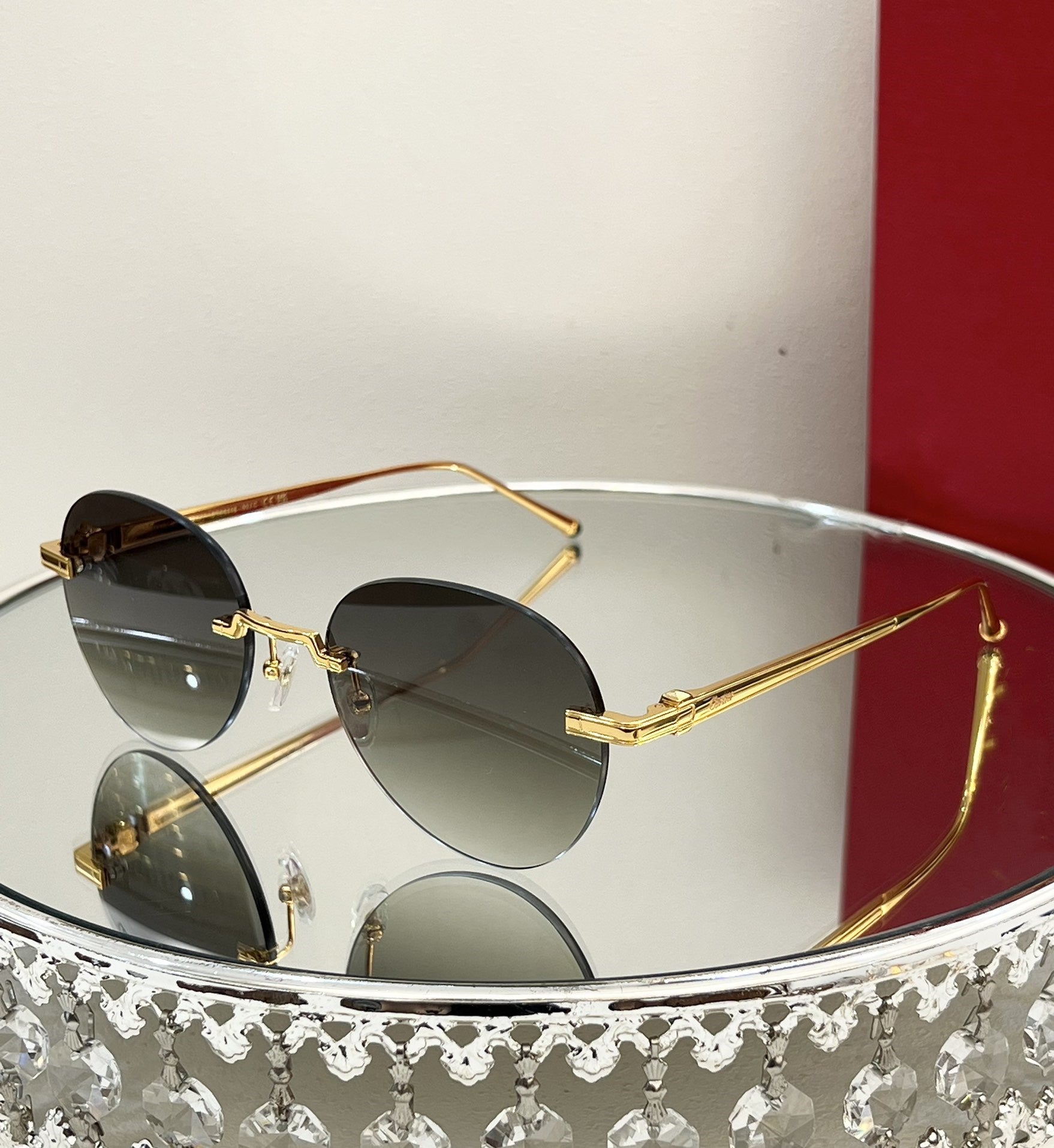 Luxury Round Frameless Retro Metal Sunglasses