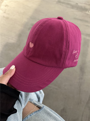 Half Empty Top Baseball Small Love Embroidered Peaked Cap