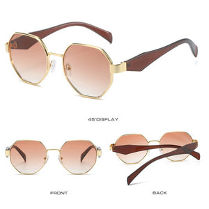 New Polygonal Sunglasses Wide Leg Metal Large Rim Sunglasses Women