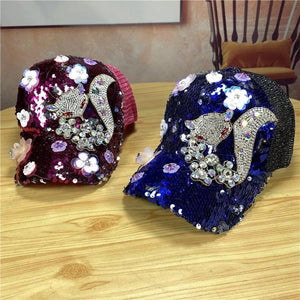 Summer Rhinestone Fox Flower Hat