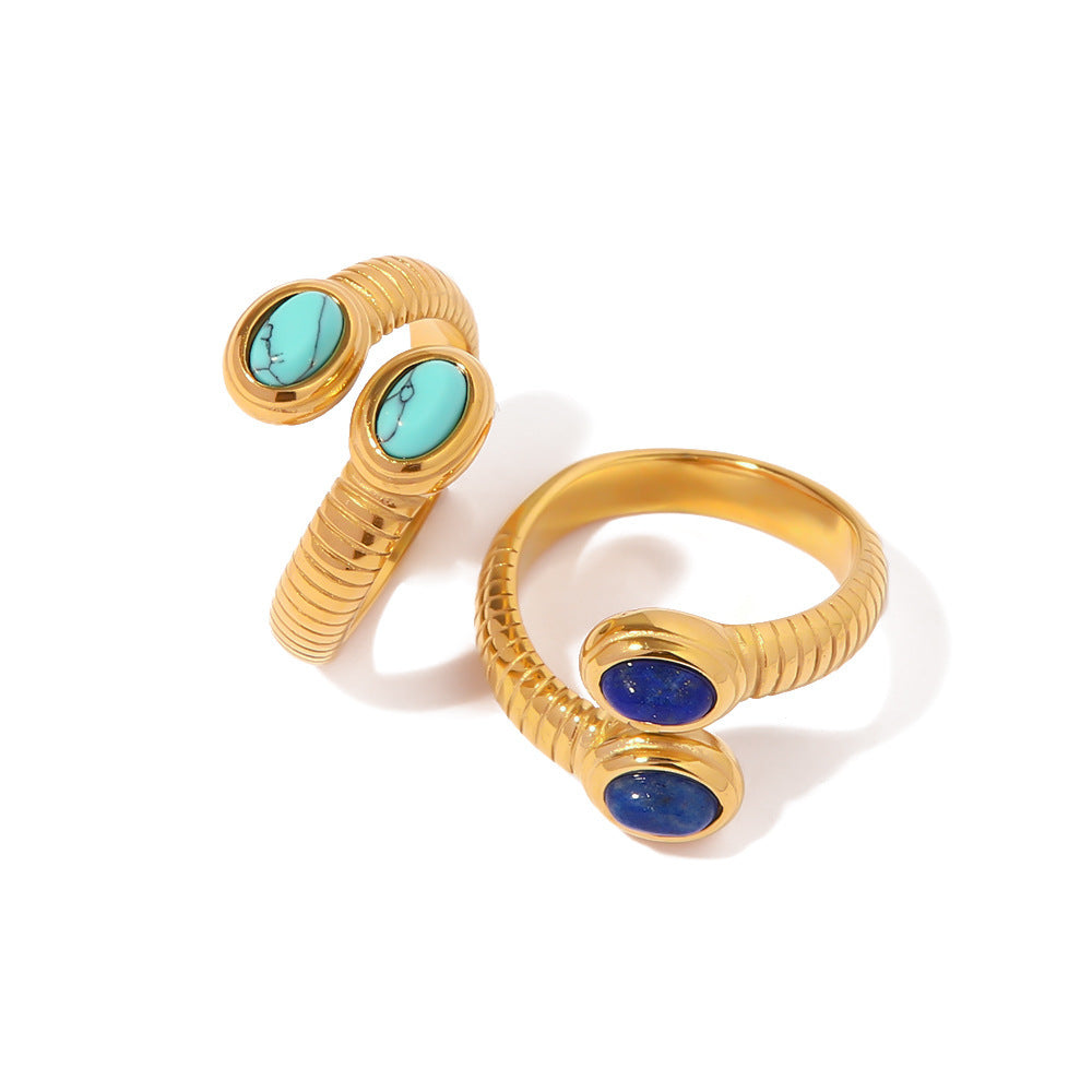 Women's Fashion Lapis Serpentine Ring