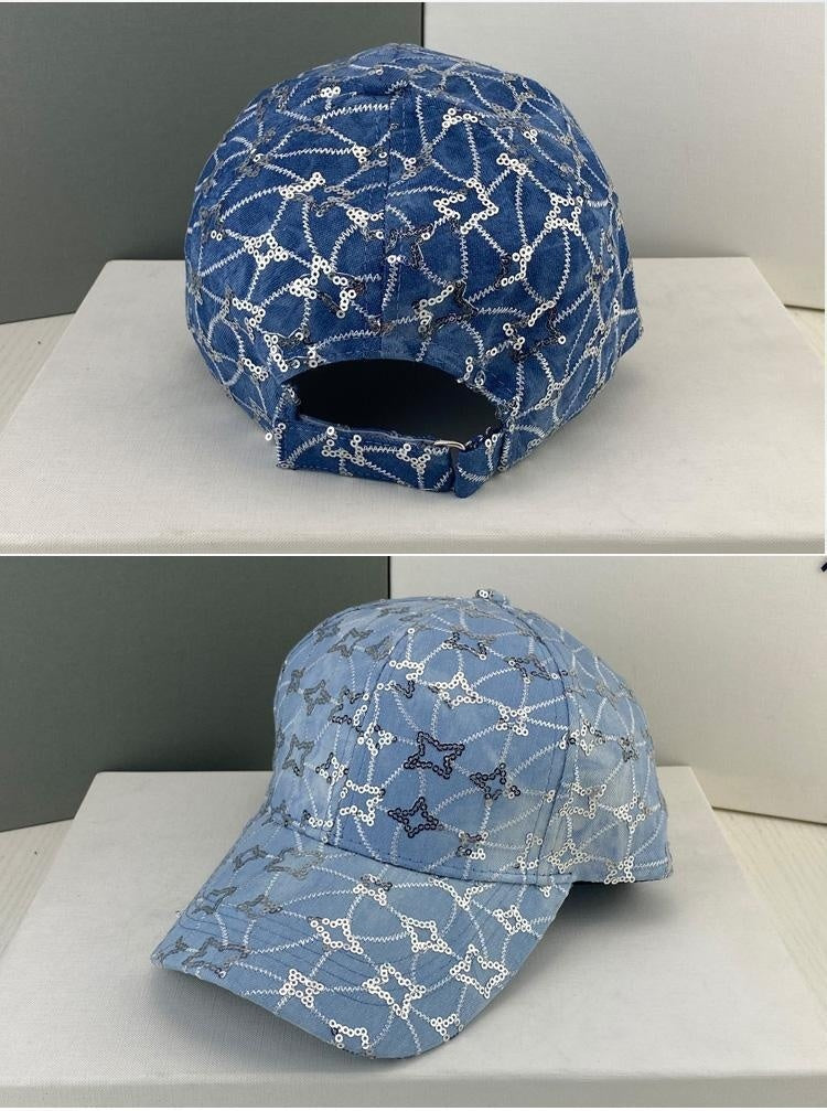 Korean Style Sequined Denim Fashion Baseball Cap