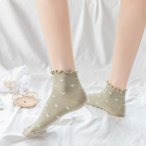 Women's Fashionable Stringy Selvedge Cotton Middle Tube Socks