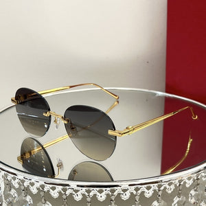 Luxury Round Frameless Retro Metal Sunglasses