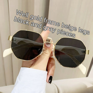 Modern Square Polygon Metal Sunglasses