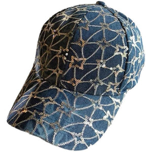 Korean Style Sequined Denim Fashion Baseball Cap