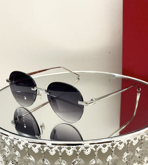 Luxury Round Frameless Retro Metal Sunglasses