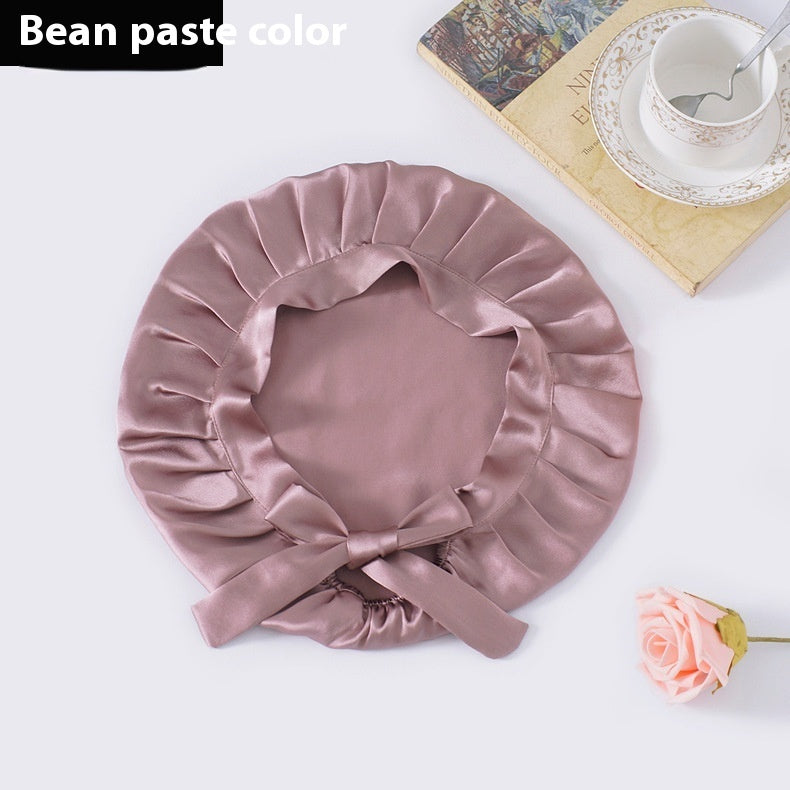 Encrypted Satin Silk Plain Satin Confinement Household Hair Care Lace-up Nightcap