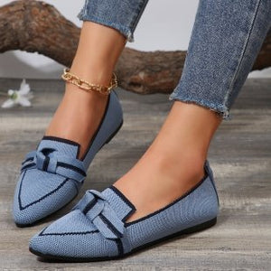 Women's Fashion Casual Flyknit Slip-on Bow Tie Shoes