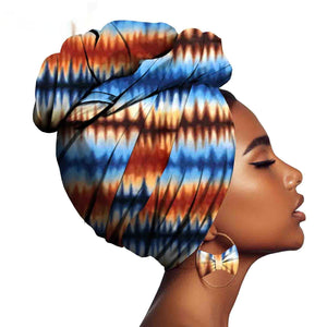 African Printed Batik Headscarf Exaggerated Earrings