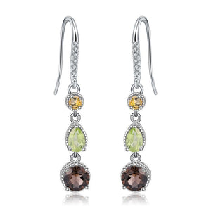 Fashionable Elegant Natural Gemstone Earrings S925 Silver