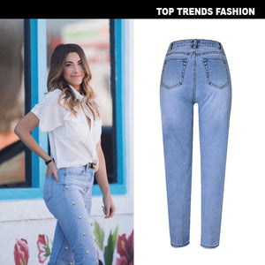 Women's Street High Waist Loose Denim Trousers