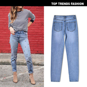 Women's Street High Waist Loose Denim Trousers