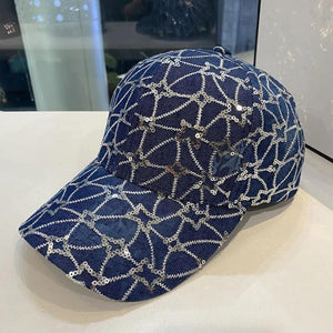 Korean Style Sequined Denim Fashion Baseball Cap