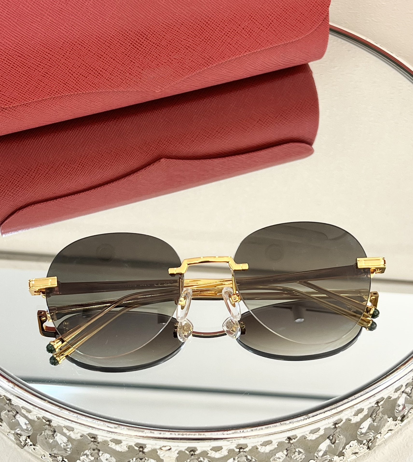 Luxury Round Frameless Retro Metal Sunglasses