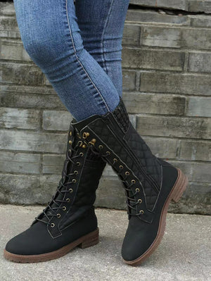 Solid Color Snow Boots Autumn And Winter Women's Mid-calf Flat Heel