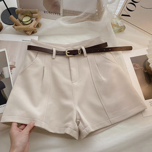 Hong Kong Style Retro Simple High Waist A- Line Wide Leg Pants