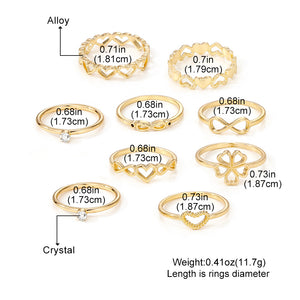 Gold Flower Rhinestone-embedded 9-piece Set 8-word Infinite Love