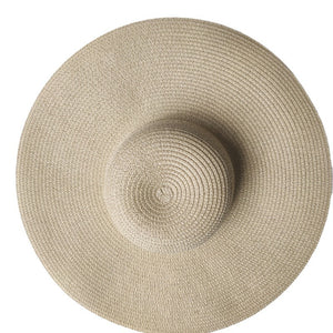 Light Board 14CM Big Brim Straw Hat Women's Sun-proof Beach Dome