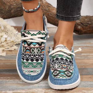 New Print Flats Shoes Summer Spring Casual Canvas Loafers For Women