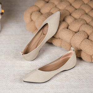 Pointed Toe Shallow Mouth Knitted Woven Flat Pumps Women