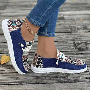 New Print Flats Shoes Summer Spring Casual Canvas Loafers For Women