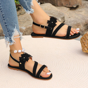 Plus Size Lady's Flower Flat Sandals