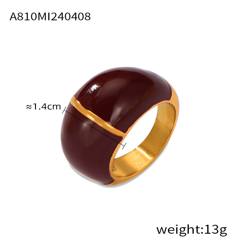 British Style Retro Minority Geometric Casting Ornament Weight Drop Oil Design Hand-polished Ring