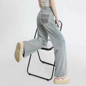 Light Blue High Waist Wide Leg Jeans For Women