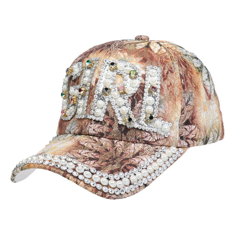 Sequined Diamond Baseball Cap Letter Sun-proof Diamond