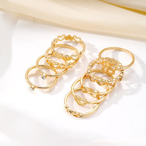 Gold Flower Rhinestone-embedded 9-piece Set 8-word Infinite Love