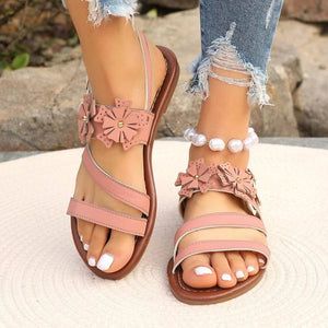 Plus Size Lady's Flower Flat Sandals