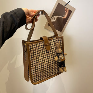 Trendy All-match Houndstooth Elegant Shoulder Bag