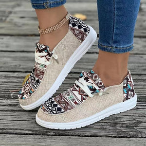 New Print Flats Shoes Summer Spring Casual Canvas Loafers For Women