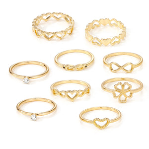 Gold Flower Rhinestone-embedded 9-piece Set 8-word Infinite Love