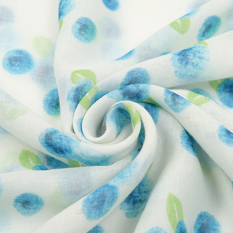 Light Blue Dots Cotton Linen Bali Yarn Scarf