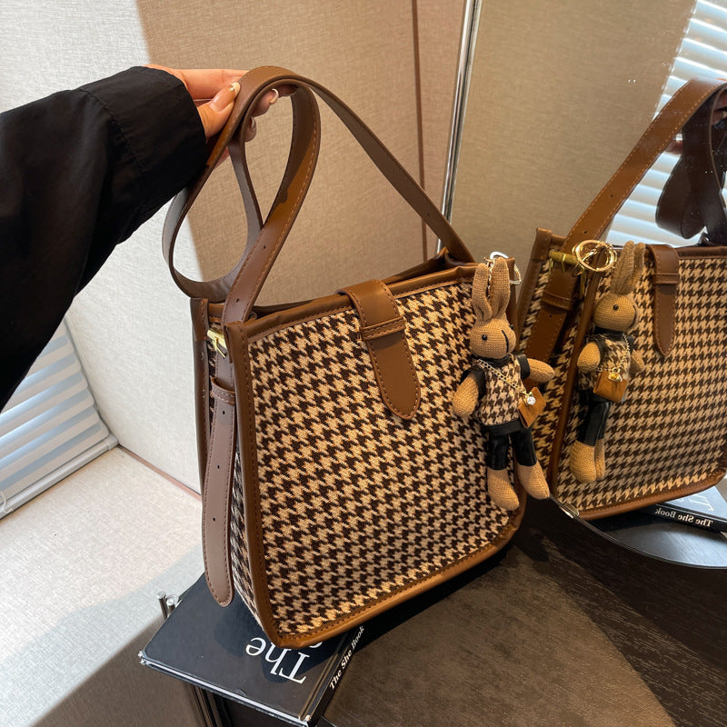 Trendy All-match Houndstooth Elegant Shoulder Bag