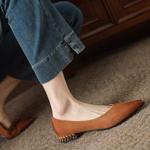 Retro Rub Colored Pointed Toe Low-cut Shoes Women