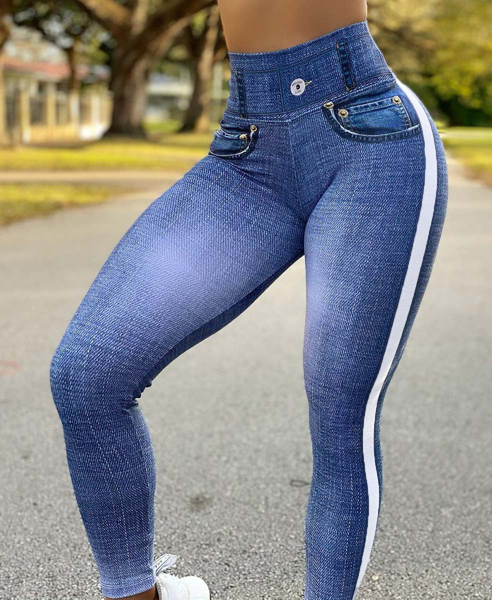 Women's Quick-drying Skinny Running Imitation Denim Yoga Pants