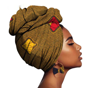 African Printed Batik Headscarf Exaggerated Earrings