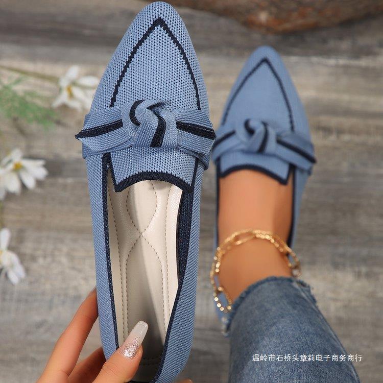 Women's Fashion Casual Flyknit Slip-on Bow Tie Shoes