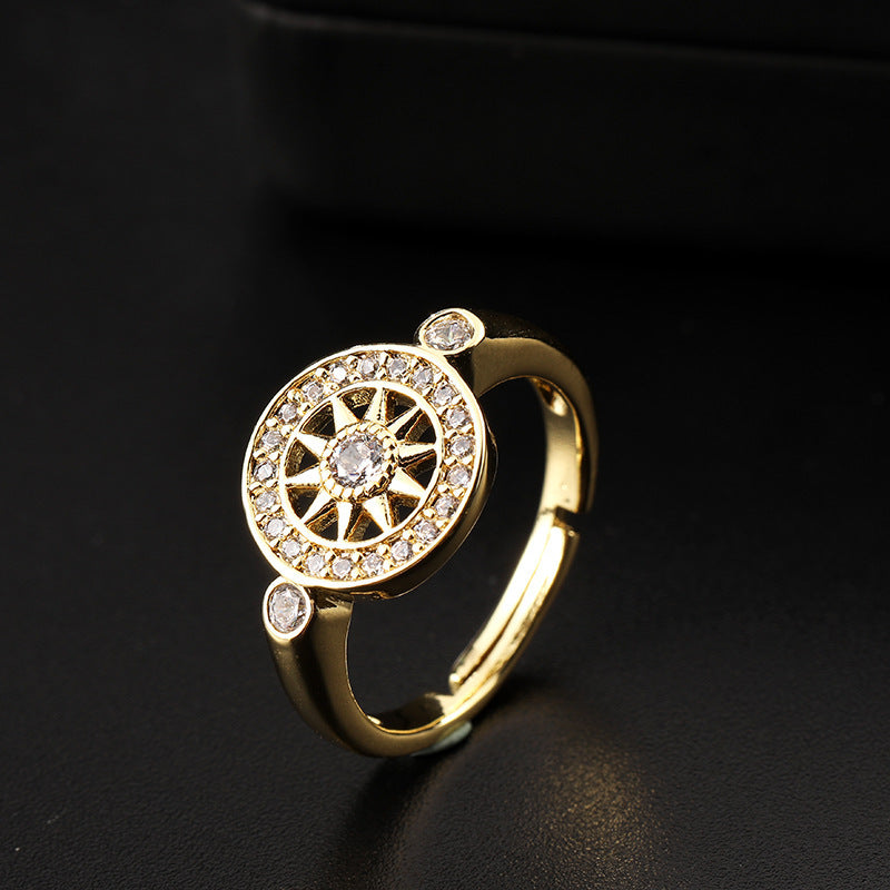 Fashion Six-pointed Star Ring Female Full Diamond Versatile