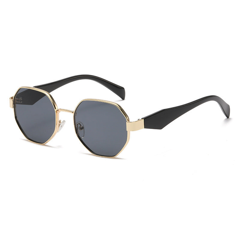 Modern Square Polygon Metal Sunglasses