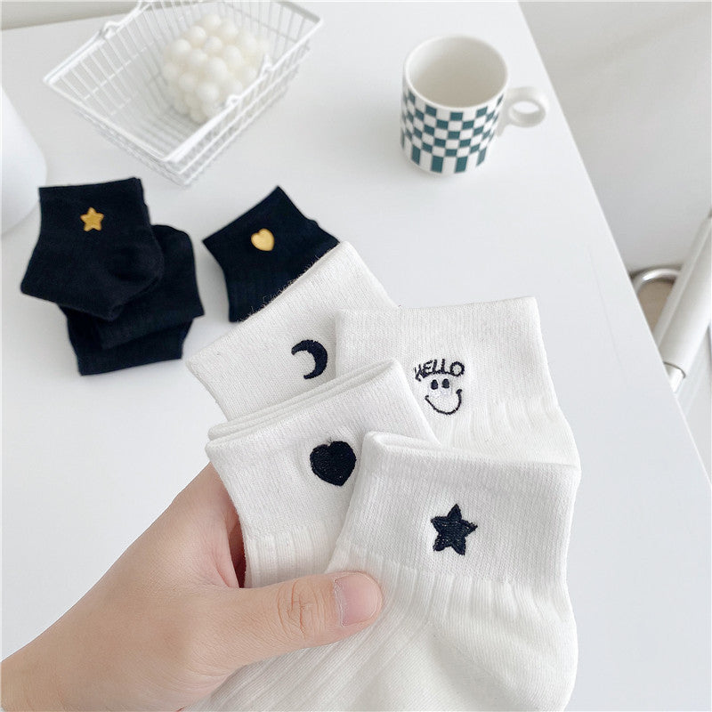 Women's Fashionable Cotton Embroidered Socks