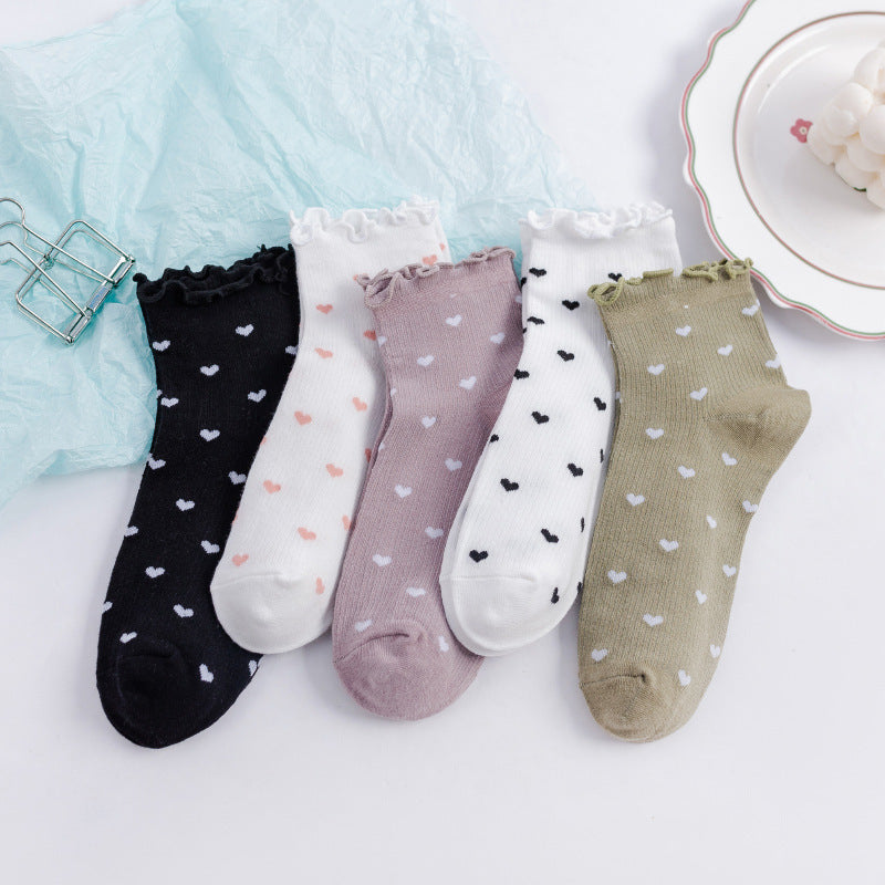 Women's Fashionable Stringy Selvedge Cotton Middle Tube Socks